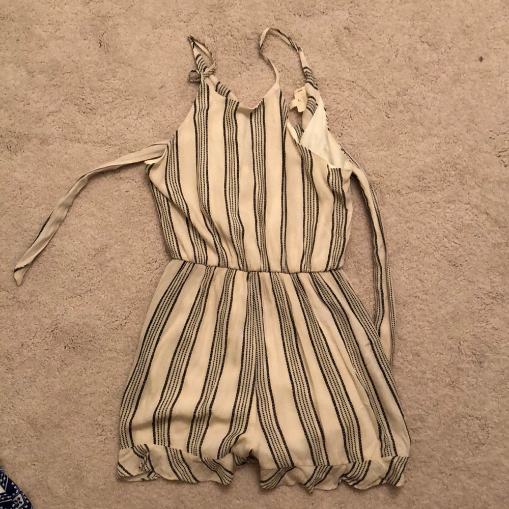 Black and white stripe romper